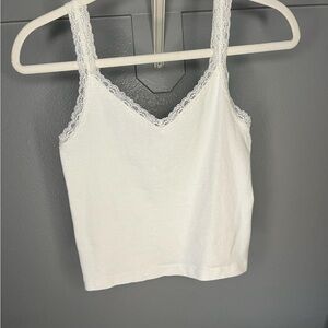 Brandy Melville White Lace Trim Tank Top